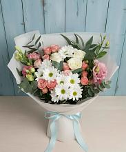Букет цветов из:  Розы, Лизиантусы и Хризантемы в Дракино