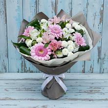 Букет цветов из:  Герберы, Альстромерии и Хризантемы в Дракино