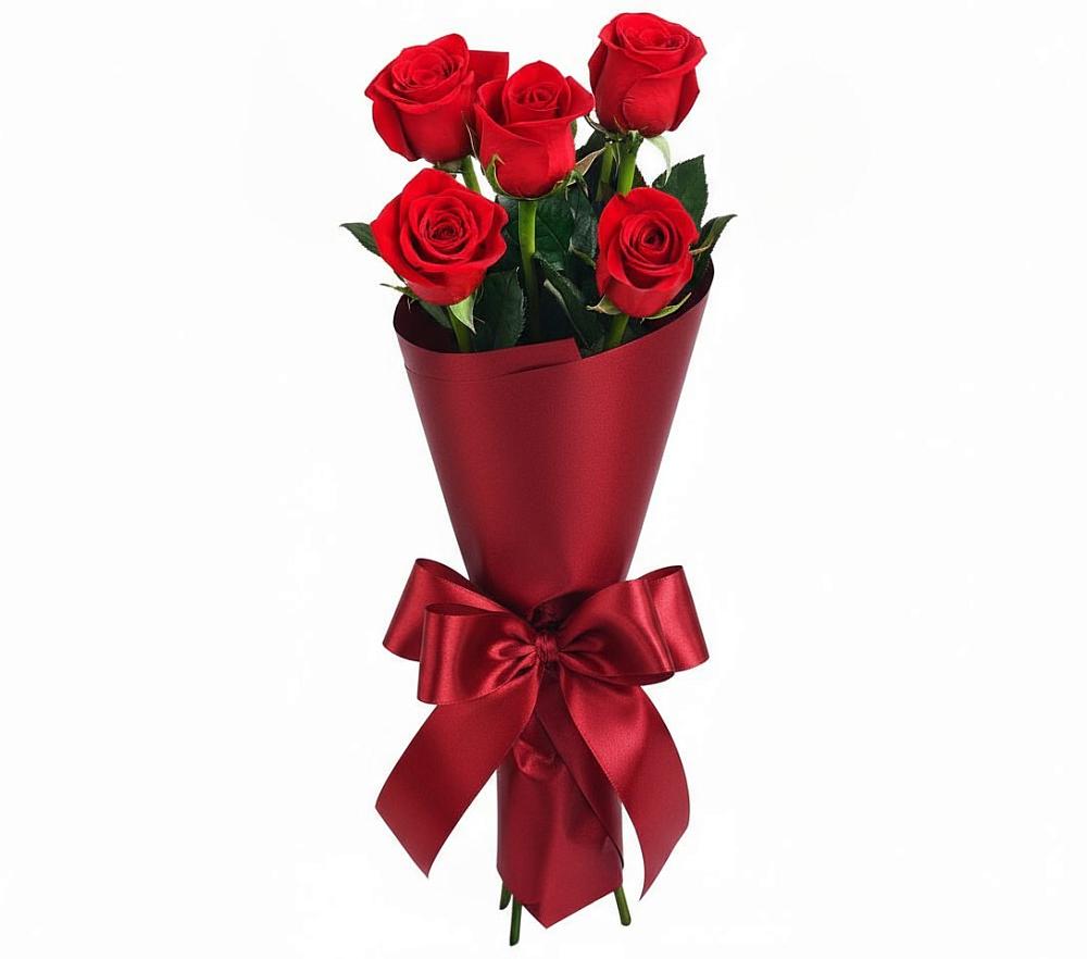 Букет 5 Красных роз Эдлесс Лав в Дракино