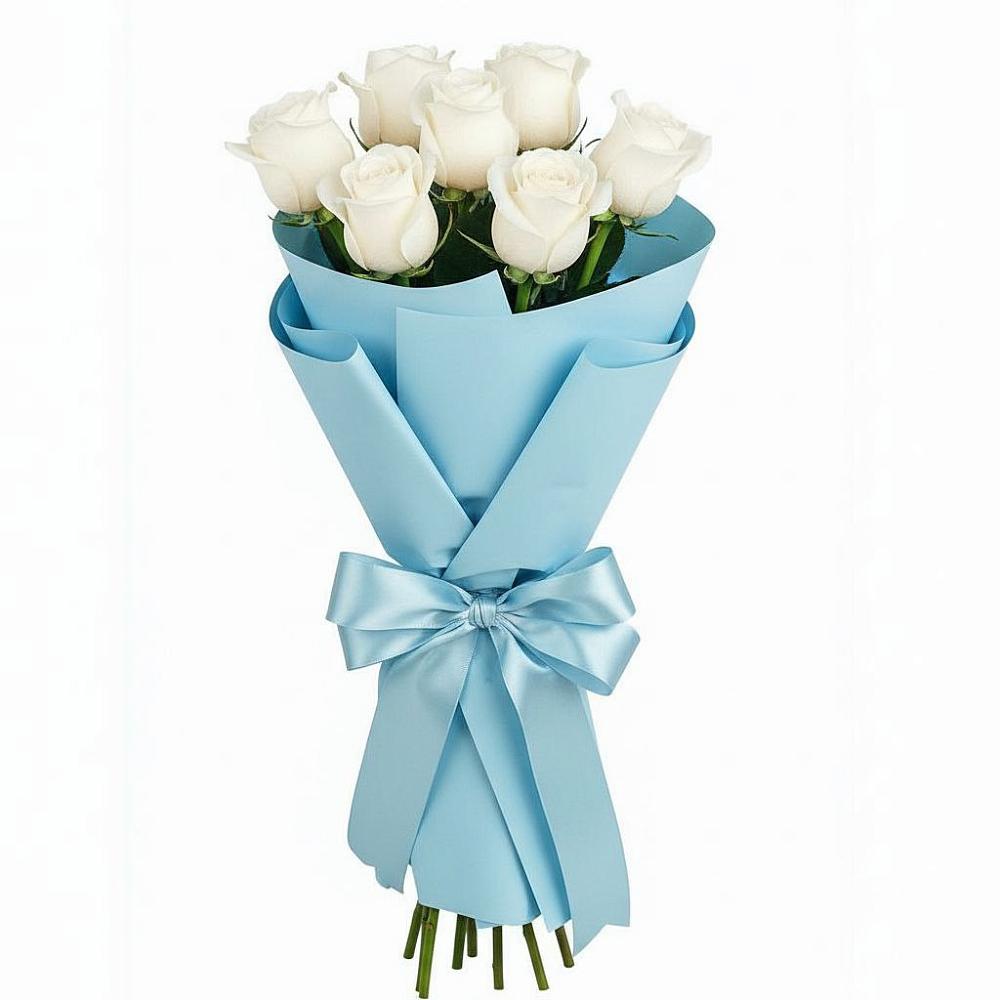 Букет 7 белых роз Проуд в Дракино