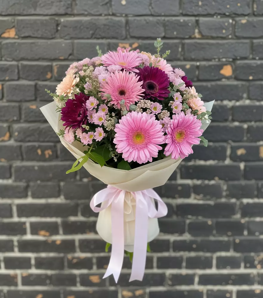 Букет цветов из: Герберы и Хризантемы в Дракино