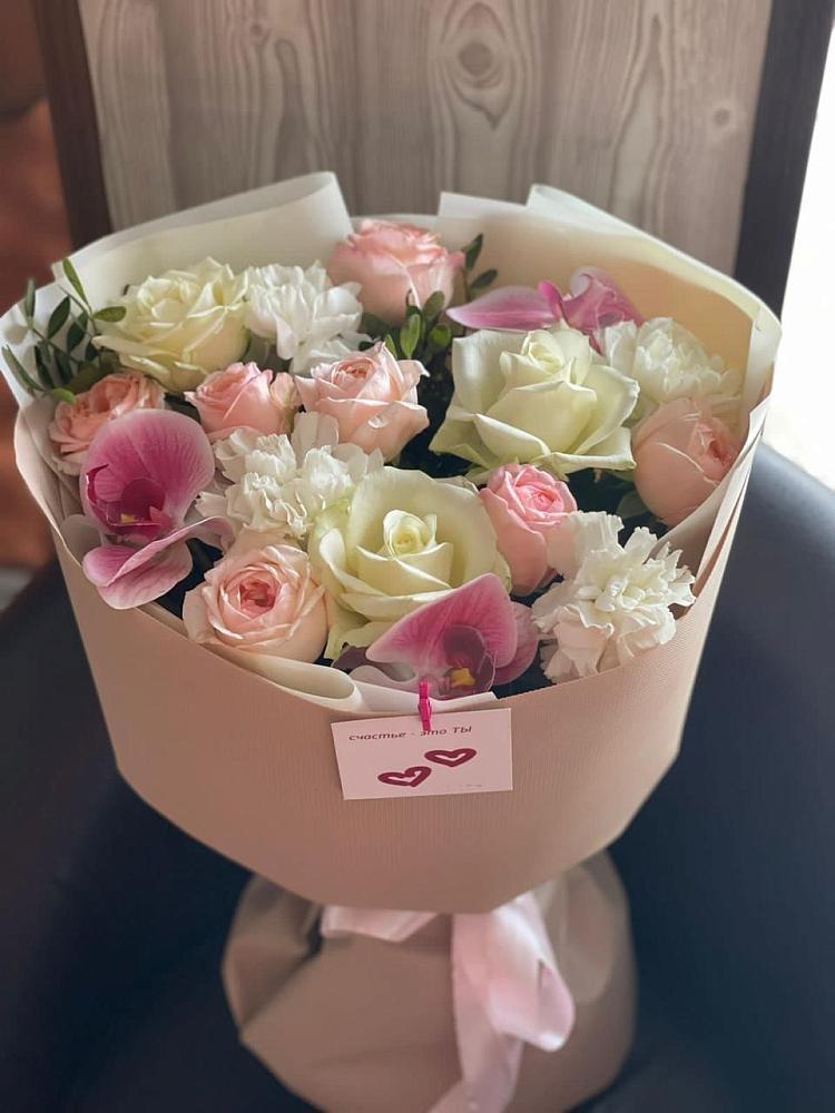 Букет цветов из: Орхидеи, Розы и Гвоздики в Дракино