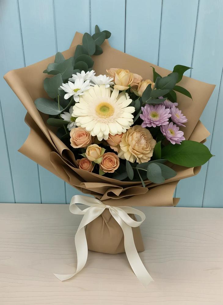 Букет цветов из: Герберы и Хризантемы в Дракино