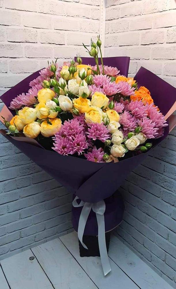 Букет цветов из: Хризантемы и Розы в Дракино