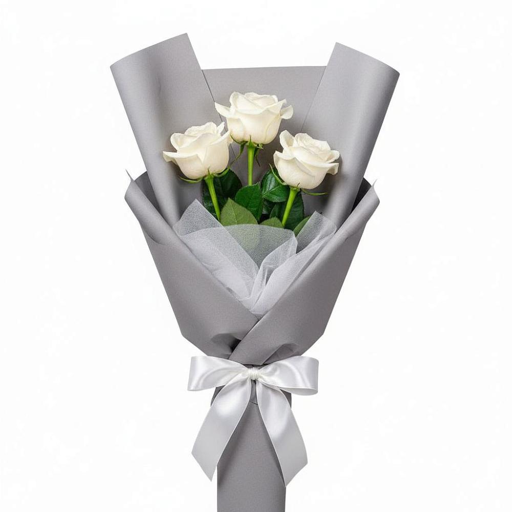 Букет 3 белые розы в Дракино