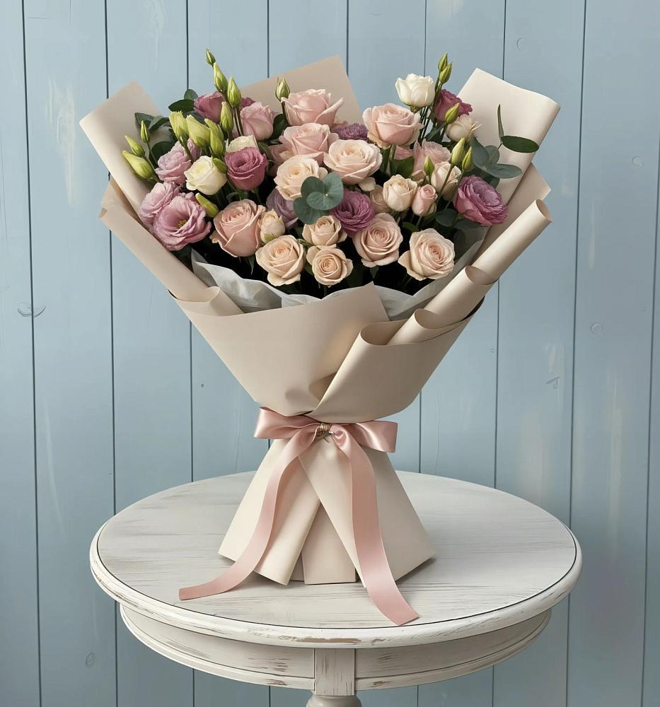 Букет цветов из: Розы и Лизиантусы в Дракино