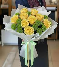 Букет цветов из:  Хризантемы и Розы в Дракино