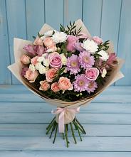 Букет цветов из:  Хризантемы, Розы и Альстромерии в Дракино