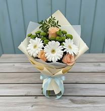 Букет цветов из:  Герберы, Розы и Хризантемы в Дракино